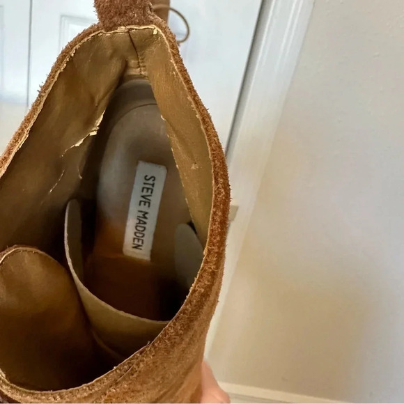 Steve Madden Danni Cognac Suede Wedge Lace Up Booties Size 9.5 - Picture 8 of 12